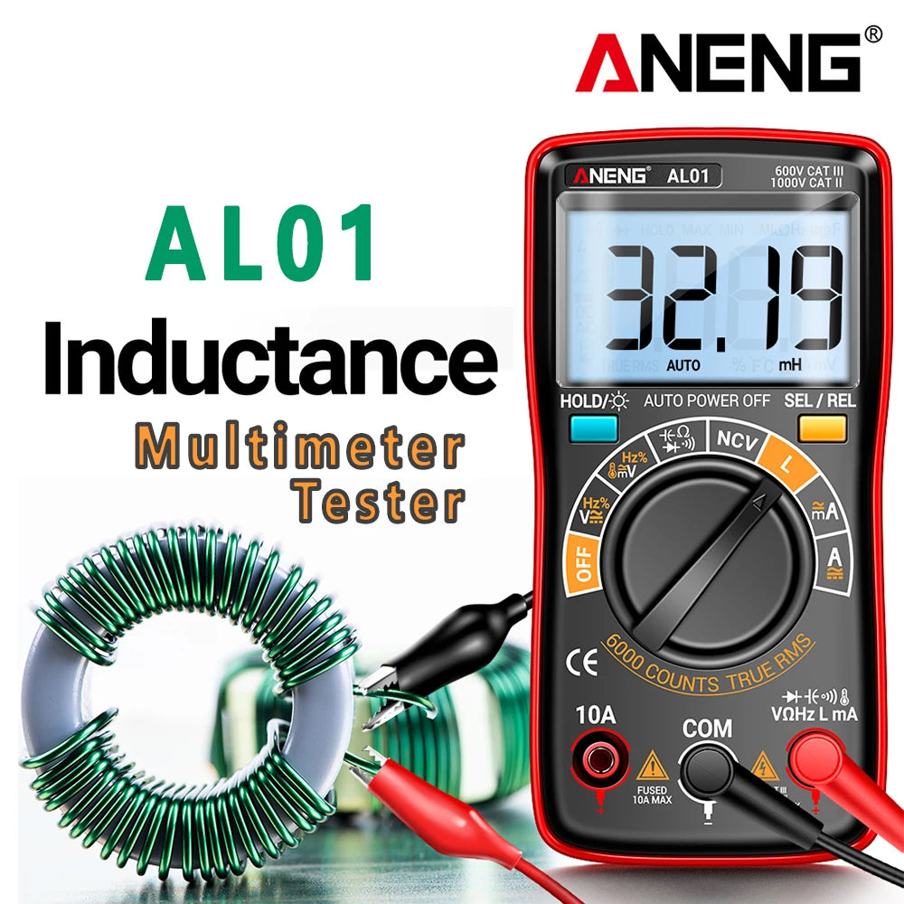 ANENG AL01 Inductance Digital Multimeter 6000 Counts True-RMS AC/DC Voltage Meter Current Tester Professional Electrician Tools by MVEnergo