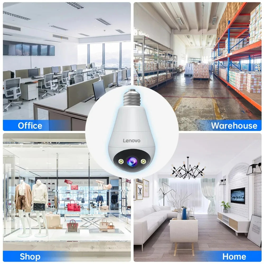 Lenovo E27 Bulb Camera 1080P WiFi Surveillance Camera Color Night Vision Auto Tracking Room Baby Monitor Security Protection by MVEnergo