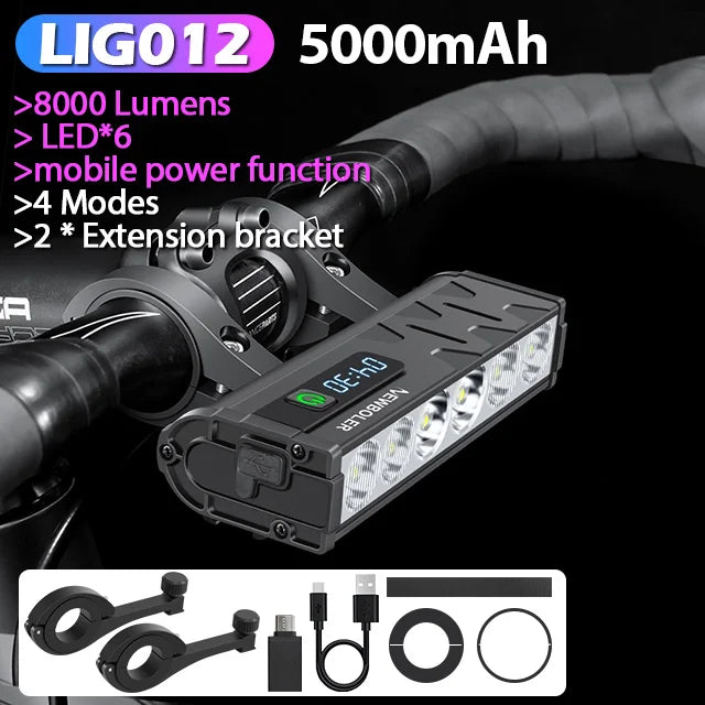 NEWBOLER Bicycle Light Front 10000Lumen Bike Light 10000mAh Waterproof Flashlight USB Charging MTB Road Cycling Lamp Accessories by MVEnergo