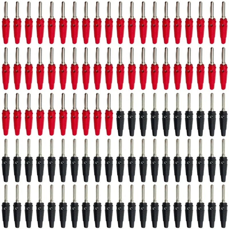 20/100PCS 4mm Banana Plug Connectors Red & Black Stackable High-Current Insulated Plugs with Screw Terminals for Speakers & Lab