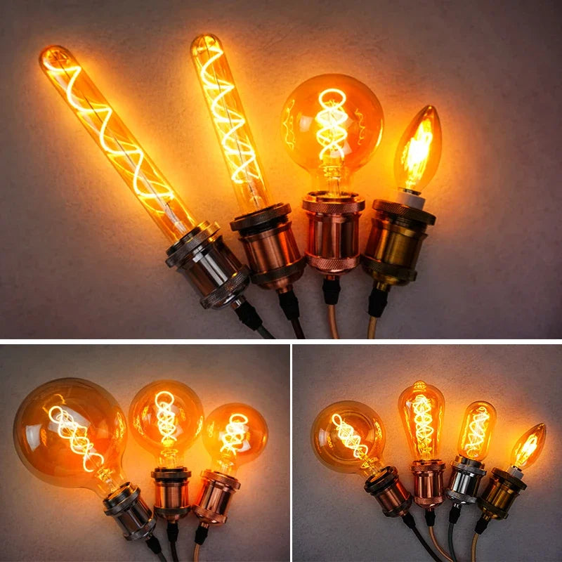 E14 E27 Spiral Light G80 G95 G125 LED Filament Bulb 220V 4W 2200K Retro Vintage Lamps Decorative Lighting Dimmable Edison Lamp by MVEnergo