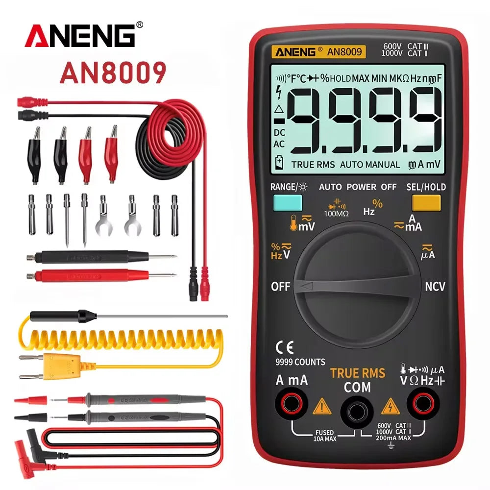 ANENG AN8009 Digital Multimeter Transistor Testers Capacitor True-RMS Tester Automotive Electrical Capacitance Meter Temp Diode by MVEnergo